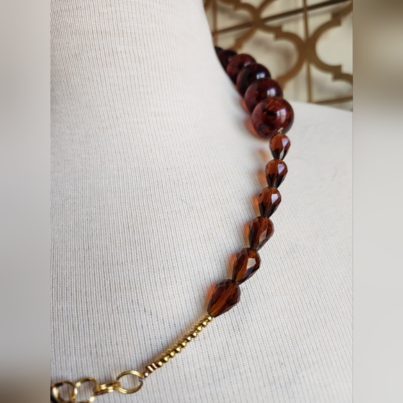 ✨️Chunky Vintage Brown Lucite Necklace - Tortoiseshell✨️ - Picture 7 of 15